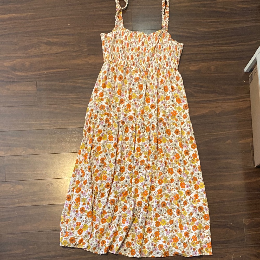 Cupshe Floral Maxi Dress - White and Orange - Picture 2 of 9